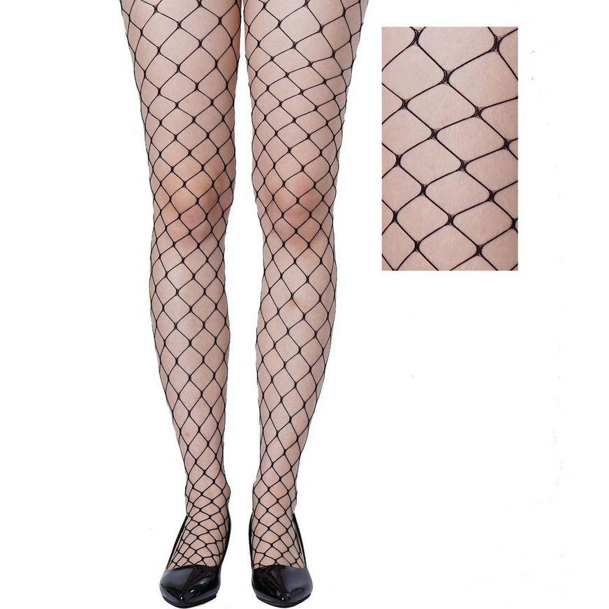 Party City Adult Wide Diamond Fishnet Pantyhose, Black