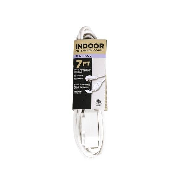 Household Flat Plug Extension Cord Ec920607, White (7 ft)