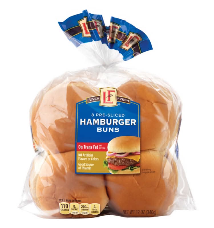 L'oven Fresh Hamburger Buns, 12 oz.
