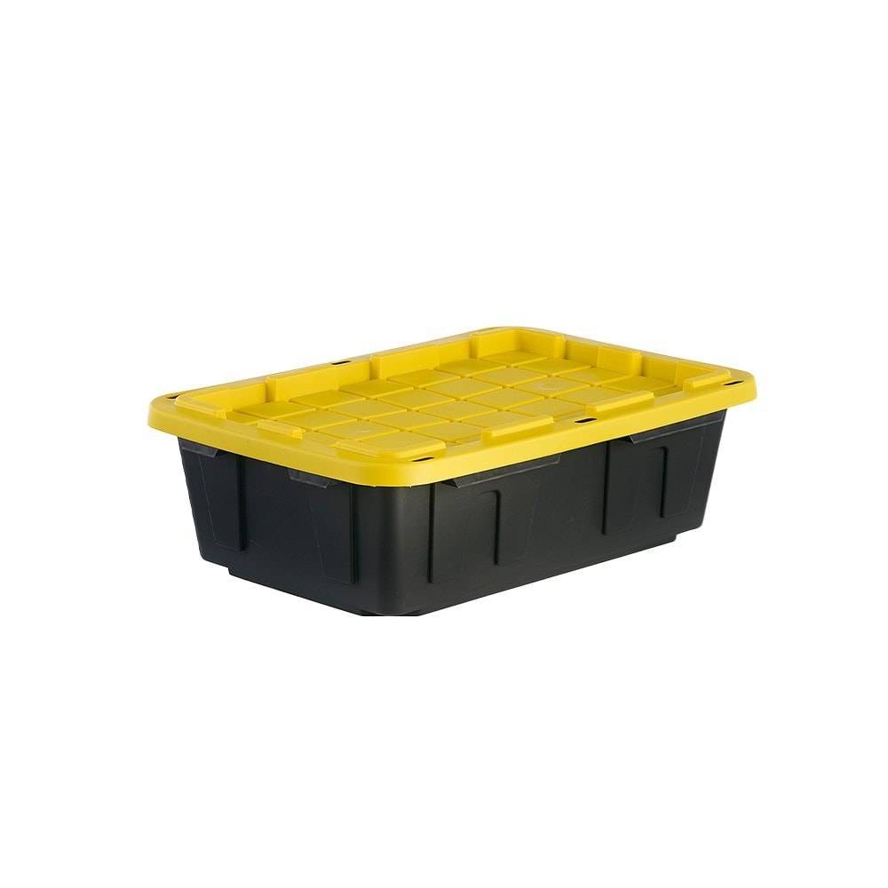 Project Source Commander Medium 15-Gallons (60-Quart) Black and Yellow Tote with Standard Snap Lid | 5194385