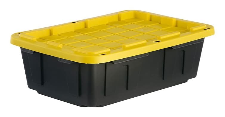 Project Source Commander Medium 16 -Gallons ( 64 -Quarts ) Black and Yellow Stackable Tote with Standard Snap Lid