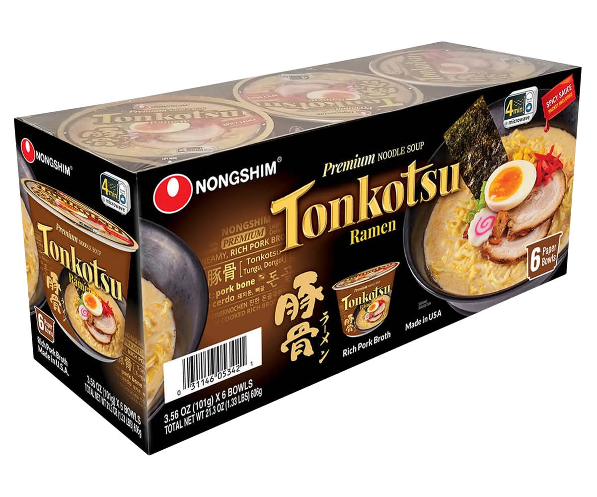 Nongshim – Soupe Aux Nouilles Tonkotsu Ramen, 6 × 101 G / Nongshim Tonkotsu Ramen Noodle Soup, 6 × 101 G