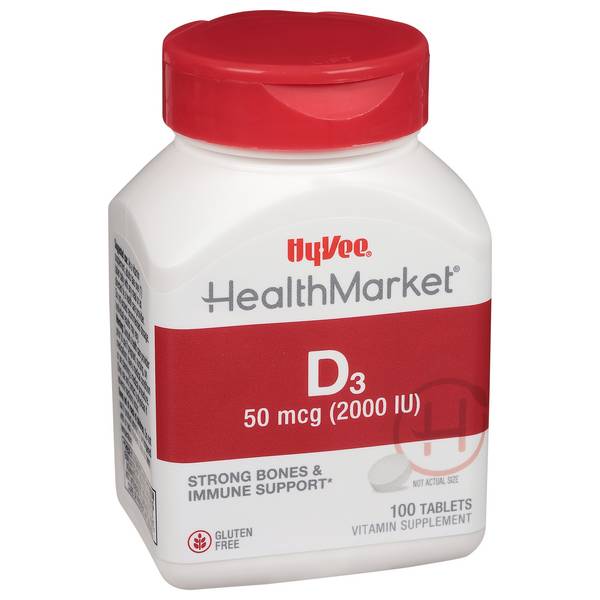 Hy-Vee HealthMarket All Natural Vitamin D-2000 Dietary Supplement Tablets