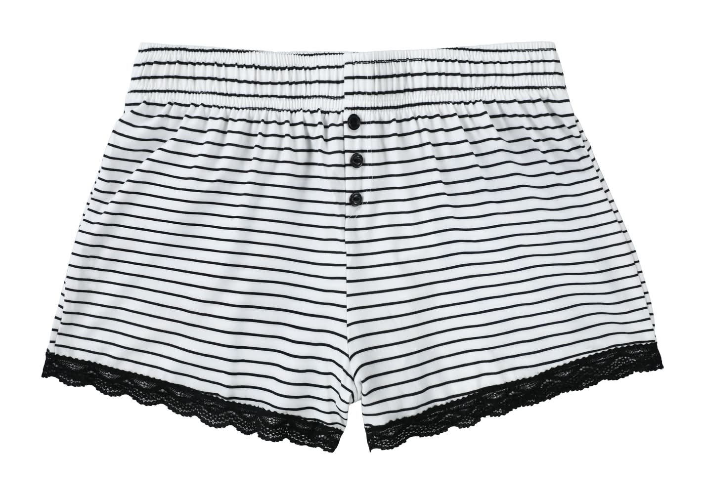 Juniors Pajama Shorts Large B&W Stripe