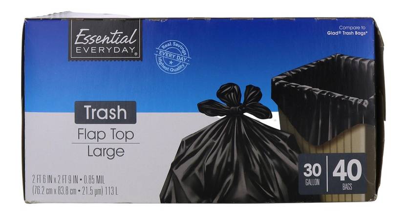 Essential Everyday Large Flap Top Trash Bags (40 ct)