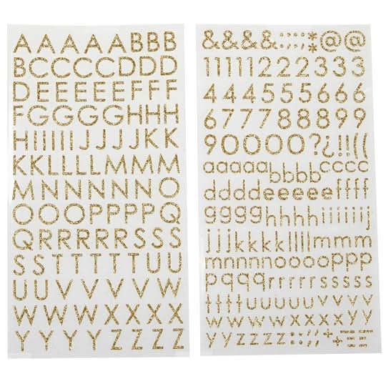 Recollections Glitter Block Alphabet Stickers, Gold (2 ct)