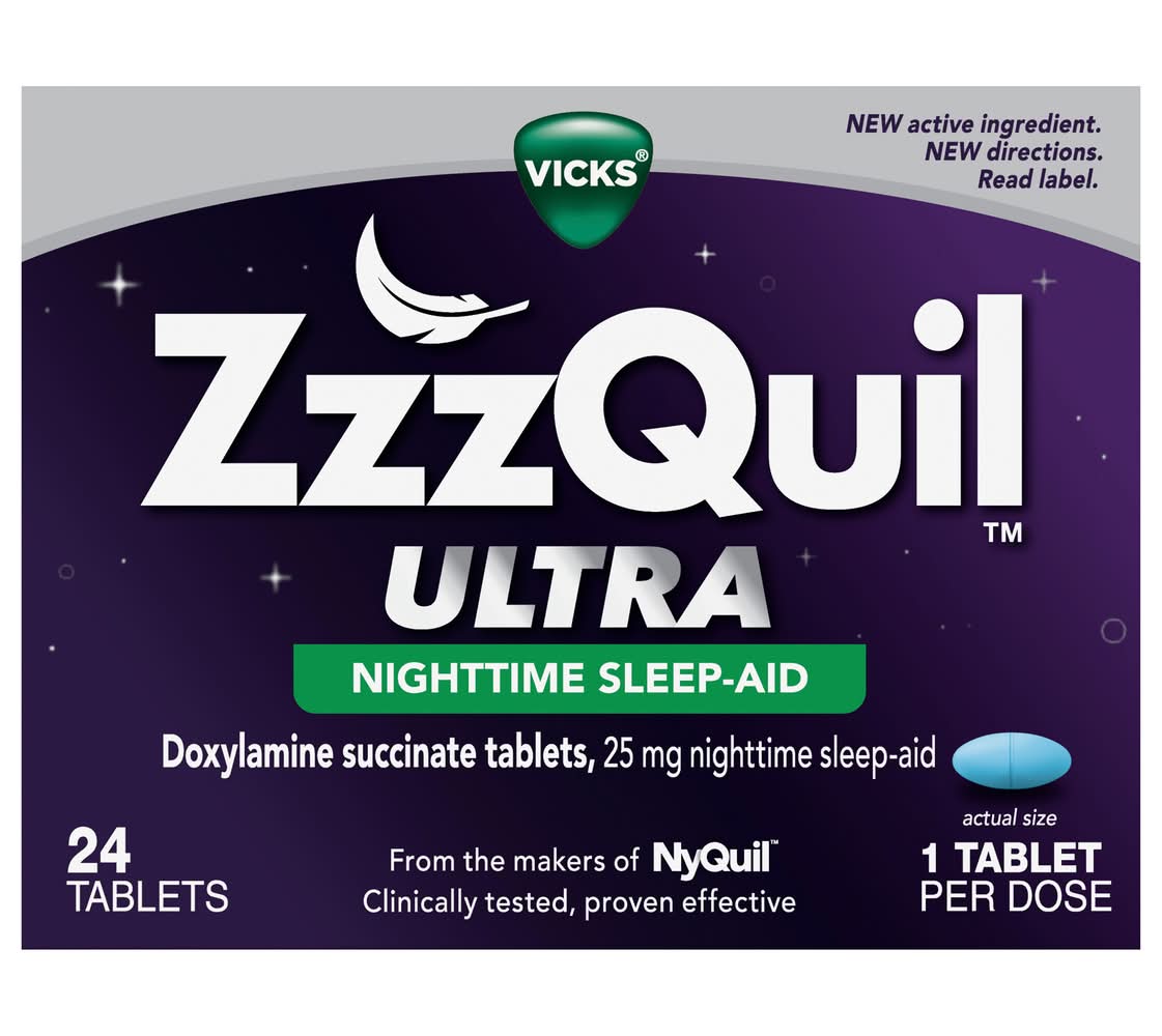 Vicks Zzzquil Ultra Nighttime Sleep-Aid Doxylamine Tablets 25 mg (24 ct)