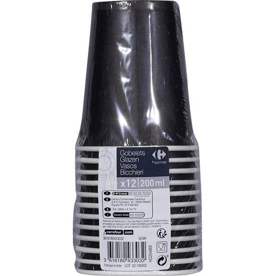 Carrefour Home - Gobelets 200ml (noir)