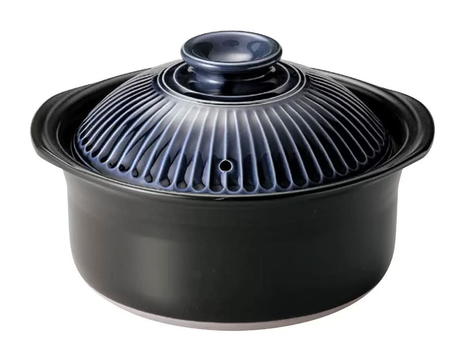 菊花 瑠璃釉 2合炊きご飯鍋 ひのきポットスタンド付き