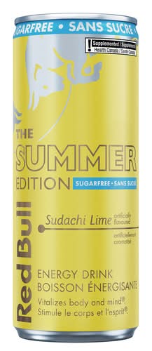 Red Bull The Summer Edition Boisson Énergisante Sudachi Lime Sans Sucre 250 Ml (Canette) / Red Bull Sugar-Free Energy Drinks The Summer Edition Sudachi Lime 250 ml (can)