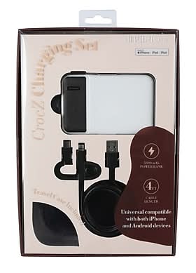 Incipio Slim USB-C Portable Magnetic 3 in 1 Power Bank,  4 ft. USB-A/C Cable, Travel Case, White/Black (V90097)