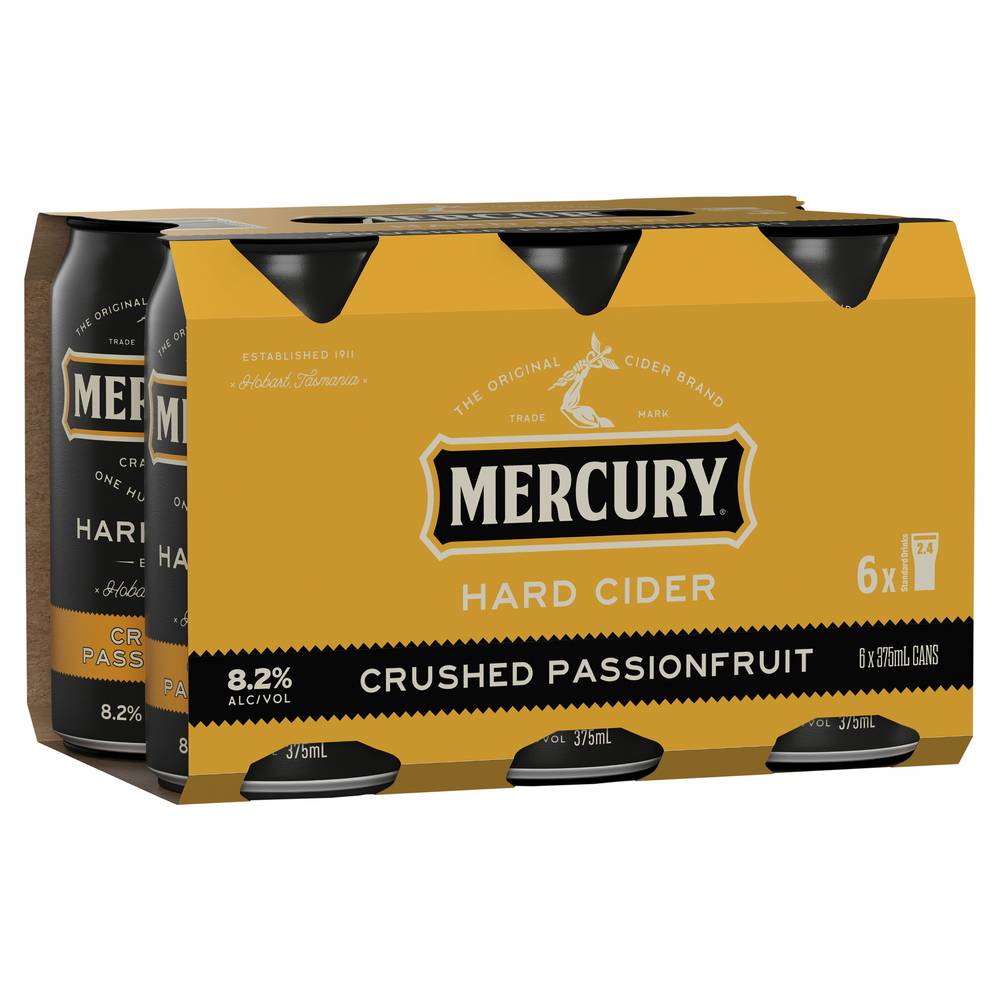 Mercury Crushed Passionfruit Cider Cans 375mL X 6 pack