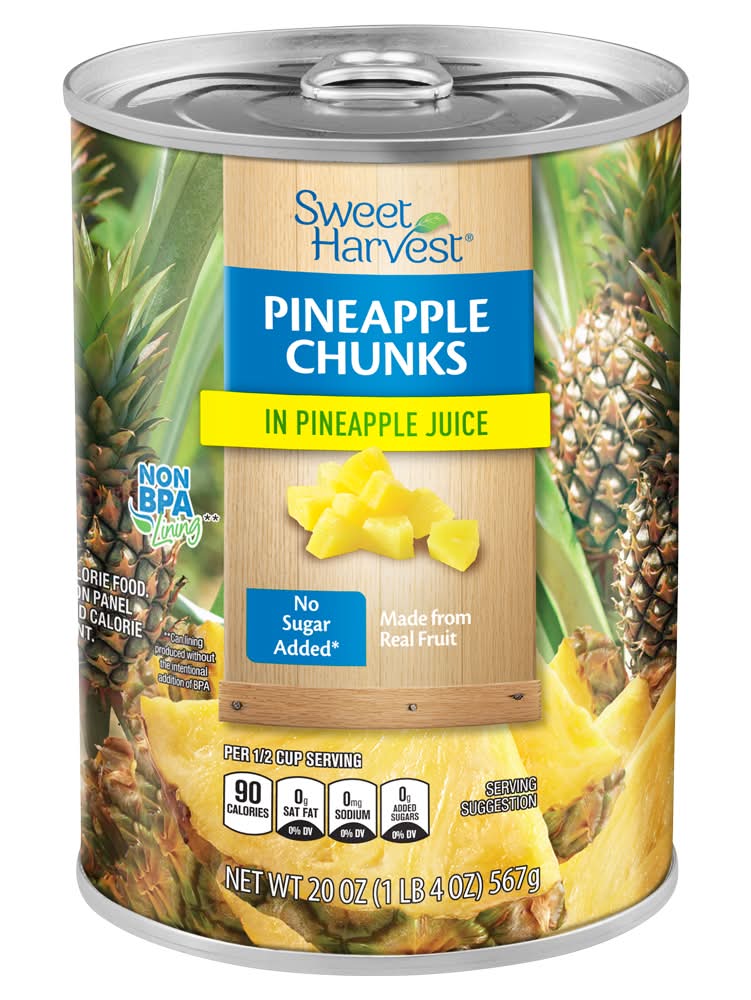 Sweet Harvest No Sugar Added Pineapple Chunks in Juice (20 oz)