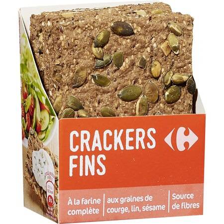 Biscuits crackers fins courge lin sésame CARREFOUR - le paquet de 175g