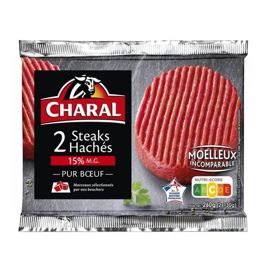 Steaks hachés 15% matières grasses Charal 2x130g