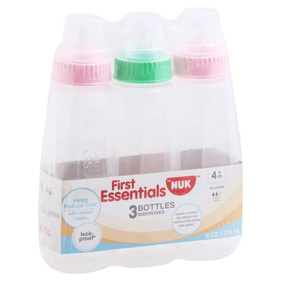 Nuk First Essential 4+ Months Medium Feeding Bottles (3 ct)