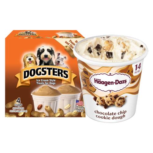 Haagen-Dazs Chocolate Chip Cookie Dough Ice Cream Pint/Dogsters Pet Ice Cream Bundle