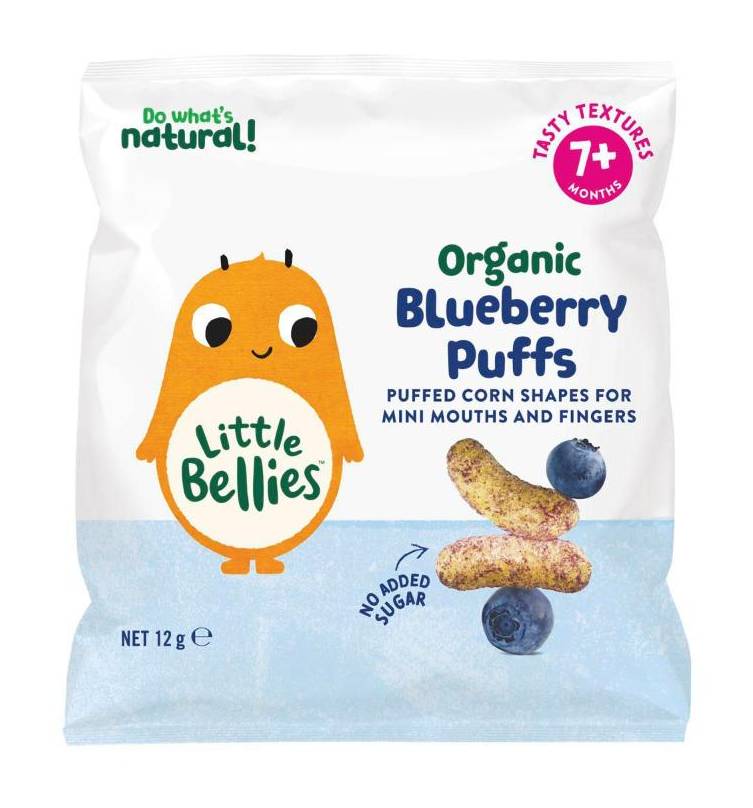 Baby Bellies Tasty Texture Organic Puffs, Blueberry (12g)
