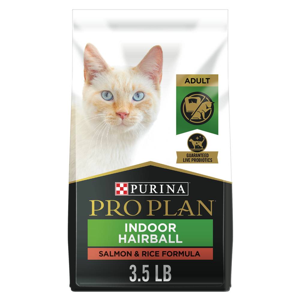 Purina Pro Plan Hairball Management Indoor Cat Food, Salmon-Rice (3.5 lbs)