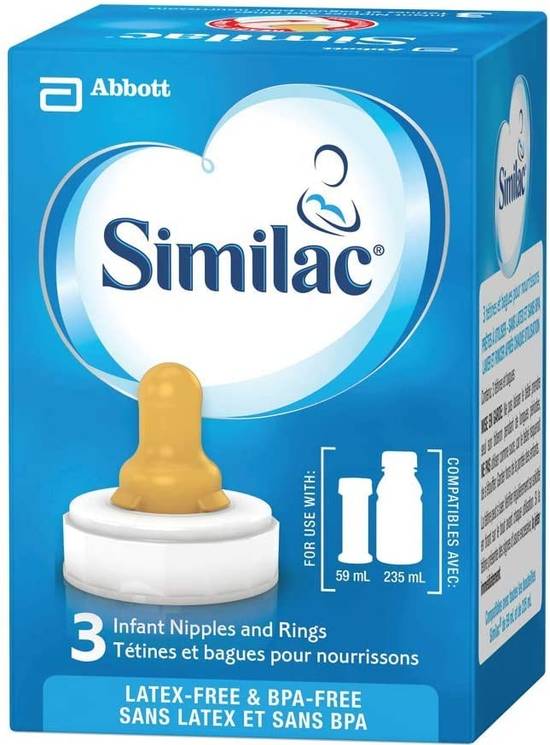Similac Infant Standard Flow Nipple and Ring (3 units)