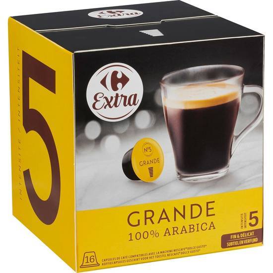 Carrefour Extra - Dolce gusto grande café capsules compatibles intensité 5 (120 g)
