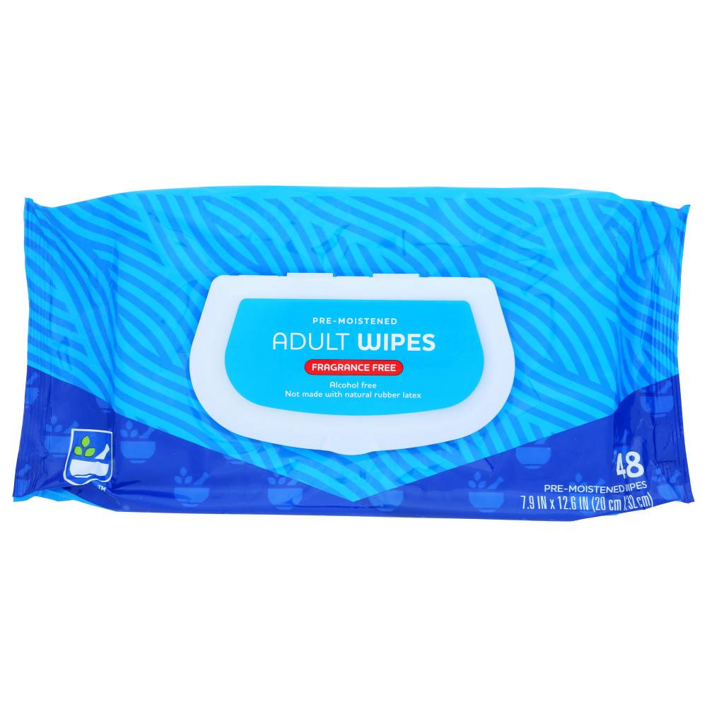 Rite Aid Pre-Moistened Adult Wipes, 7.9 In * 12.6 In (48 ct)