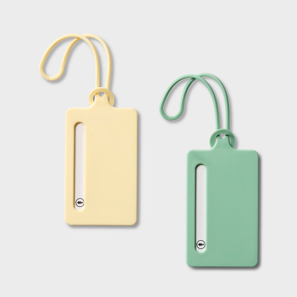 Open Story Silicone Luggage Tag, Sage Green-Yellow (2 ct)