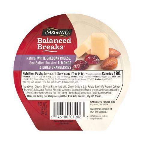 Sargento Balanced Breaks White Cheddar Almond Cranberry 1.5oz