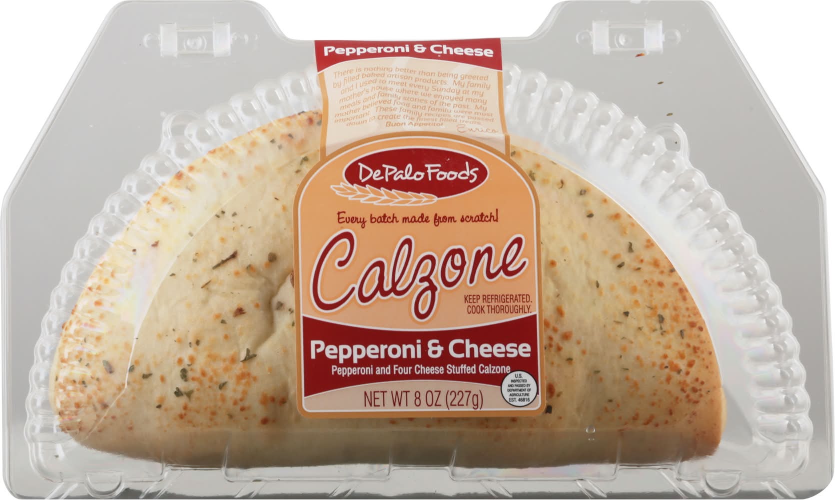 DePalo Foods Pepperoni & Cheese Calzone (8 oz)