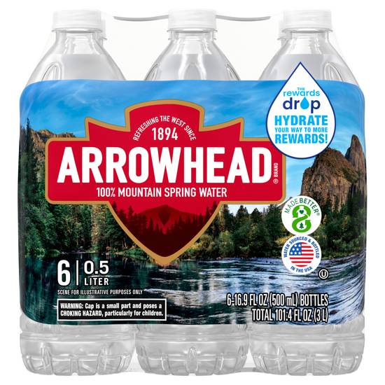 Arrowhead 100% Mountain Spring Water (6 ct, 16.9 fl oz)