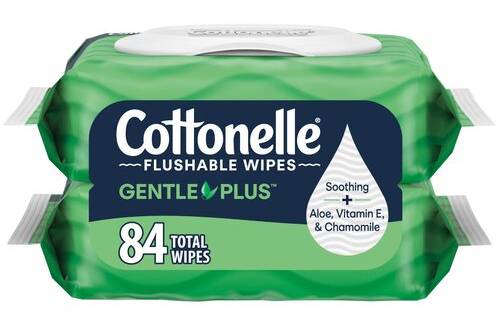 Cottonelle Gentleplus Flushable Wet Wipes With Aloe & Vitamin E (300 g, 84 ct)