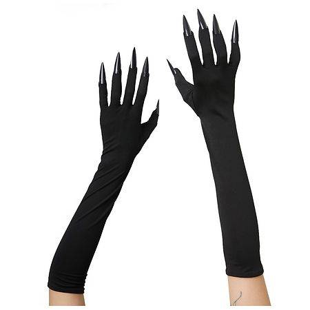 Festive Voice Happy Halloween Witch Gloves With Nails Adult, Black (2 ct)