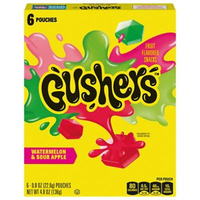 Gushers Fruit Snacks, Watermelon-Sour Apple (6 x 0.8 oz)