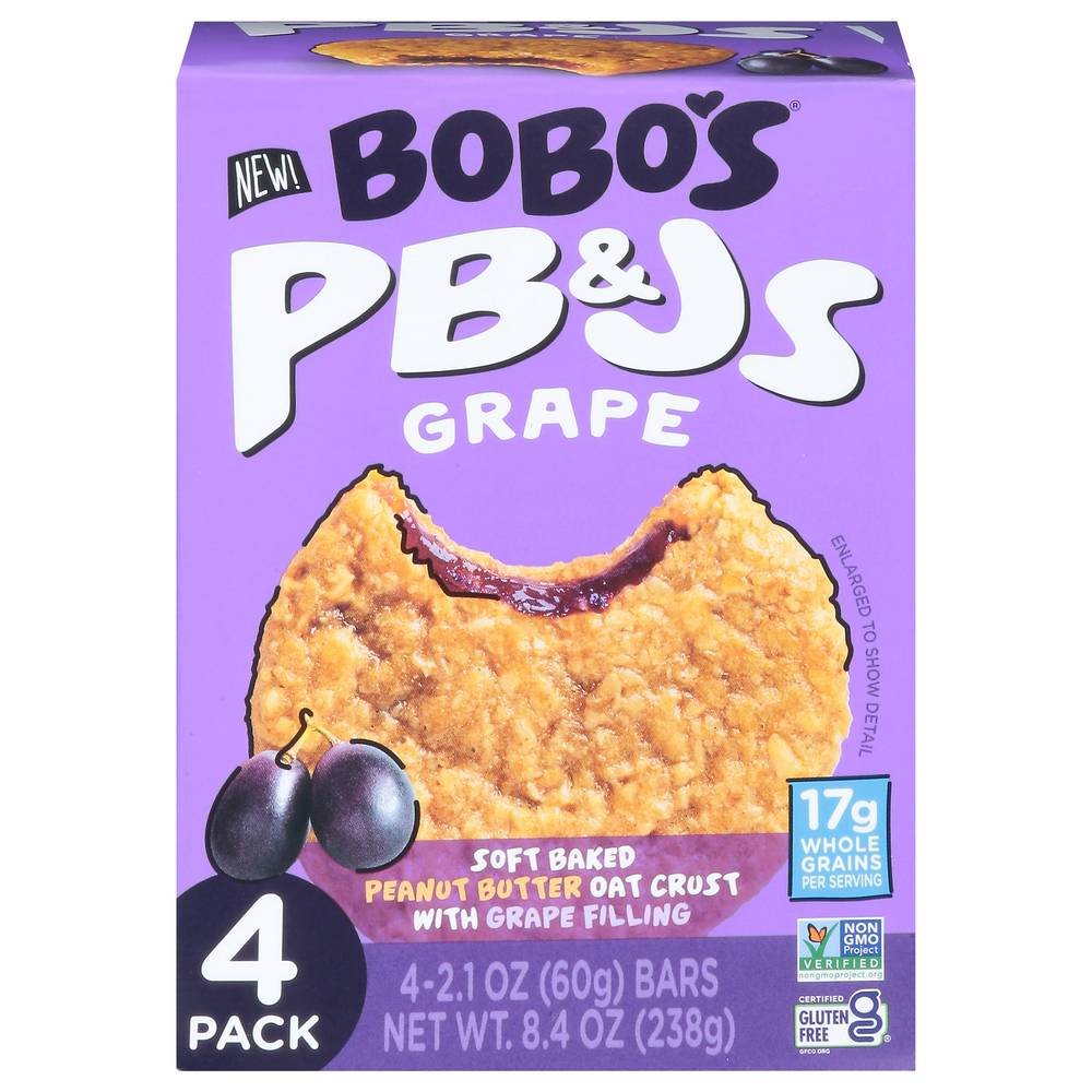 Bobo's Pb&Js Bars, Grape (8.4 oz, 4 ct)