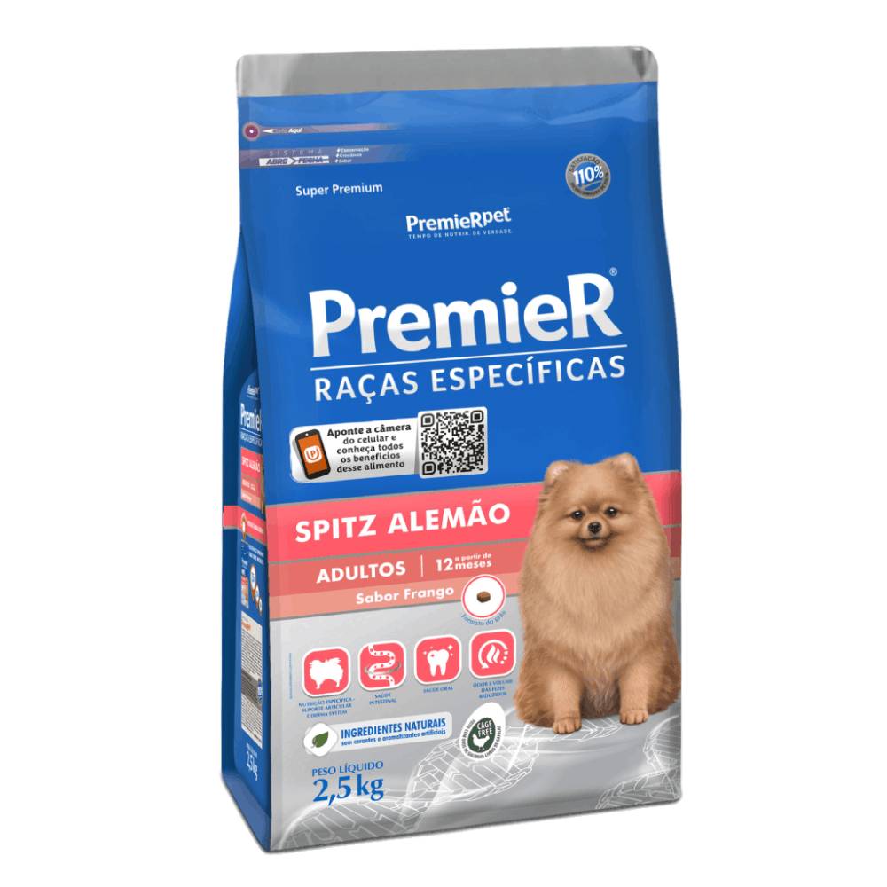 PremieRpet · Ração raças específicas sabor frango para spitz alemão adulto (2,5 kg)