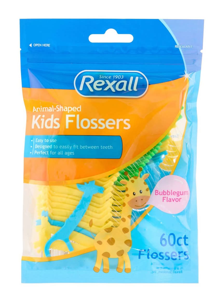 Rexall Bubblegum Flavor Animal-Shaped Kids Flossers 60 Ct