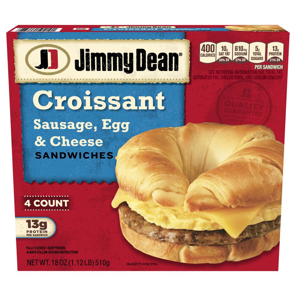 Jimmy Dean Sausage Egg & Cheese Croissant Sandwiches (1.12 lbs, 4 ct)