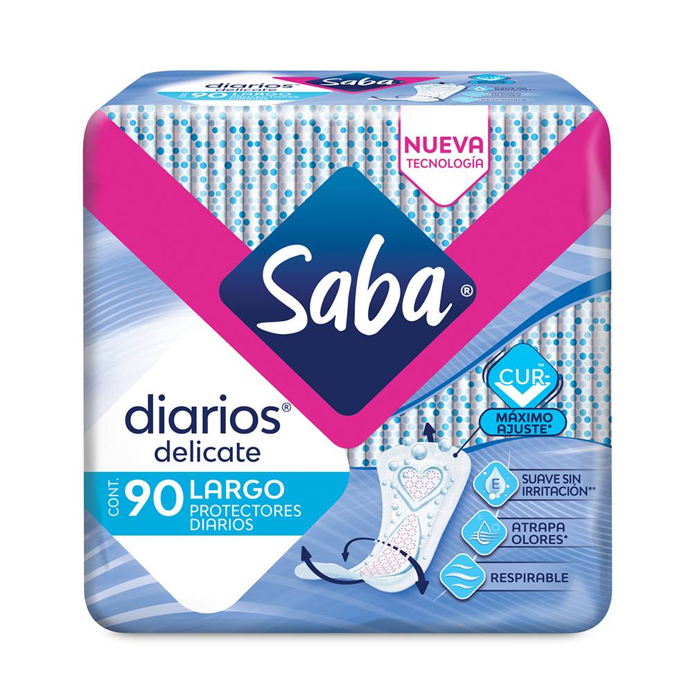 Saba protectores diarios largos (90 piezas)