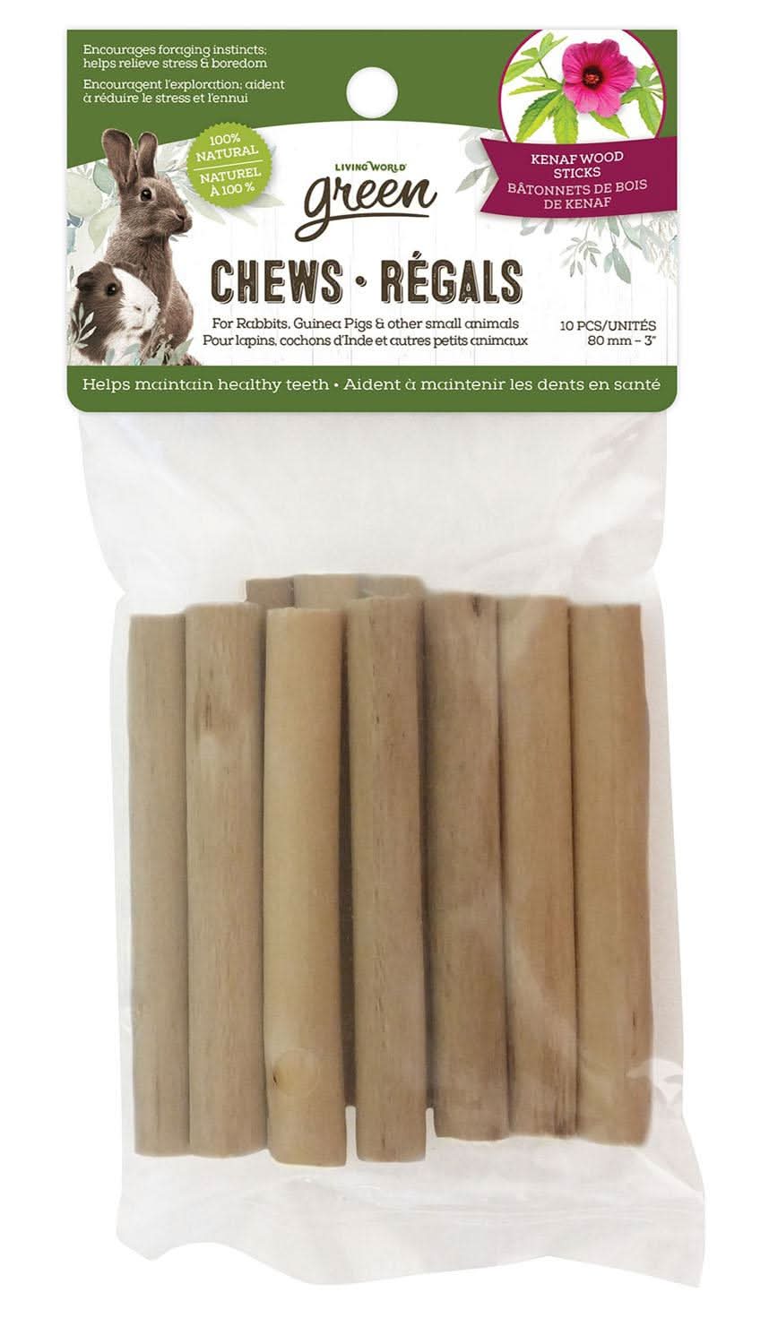 Living World Green Green Knaf Wood Sticks Small Animal Chews, 10 pack