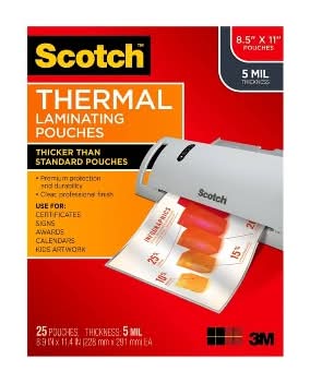 Scotch Thermal Laminating Pouches Letter Laminator Sheets, 8.9x11.4 in (25 ct)