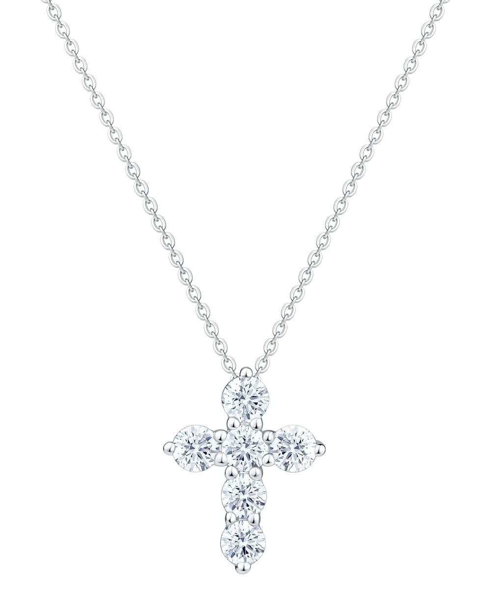 Round Brilliant 0.50 ctw VS2 Clarity, I Color Diamond 14kt Gold Cross Pendant, White Gold