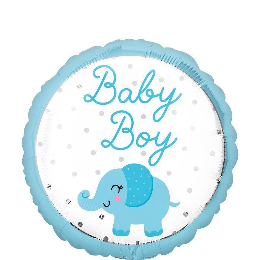 Uninflated Blue Elephant Baby Boy Foil Balloon, 18in