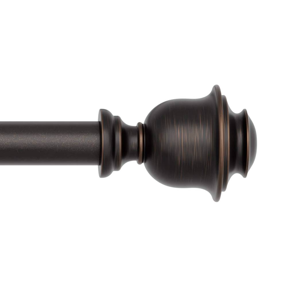 allen + roth Kirby 36-in to 72-in Dark Oil-Rubbed Bronze Steel Single Curtain Rod with Finials | FSI 1331A DORB