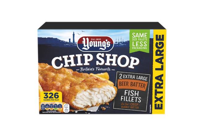 Young's Chip Shop 2 Extra Large Fish Fillets 300g