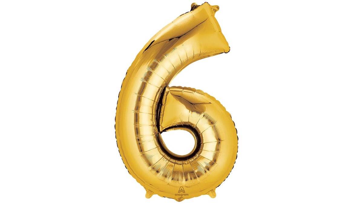 34'' Gold Number (6) - Balloon