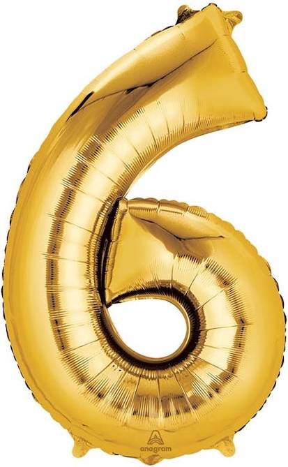 34'' Gold Number (6) - Balloon