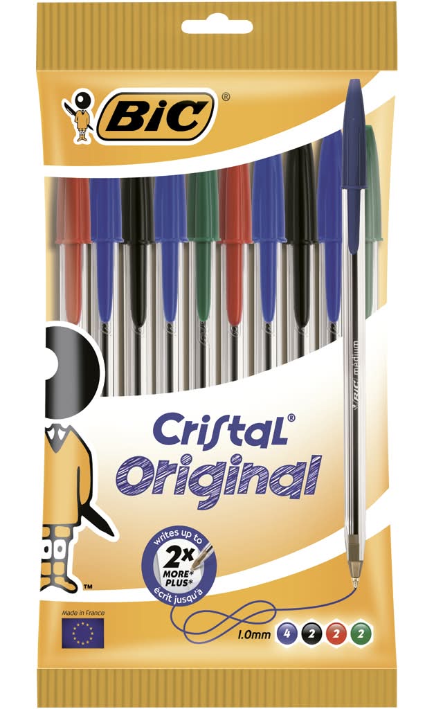 BiC - 2 Esferográficas Cristal Ouro e Prata