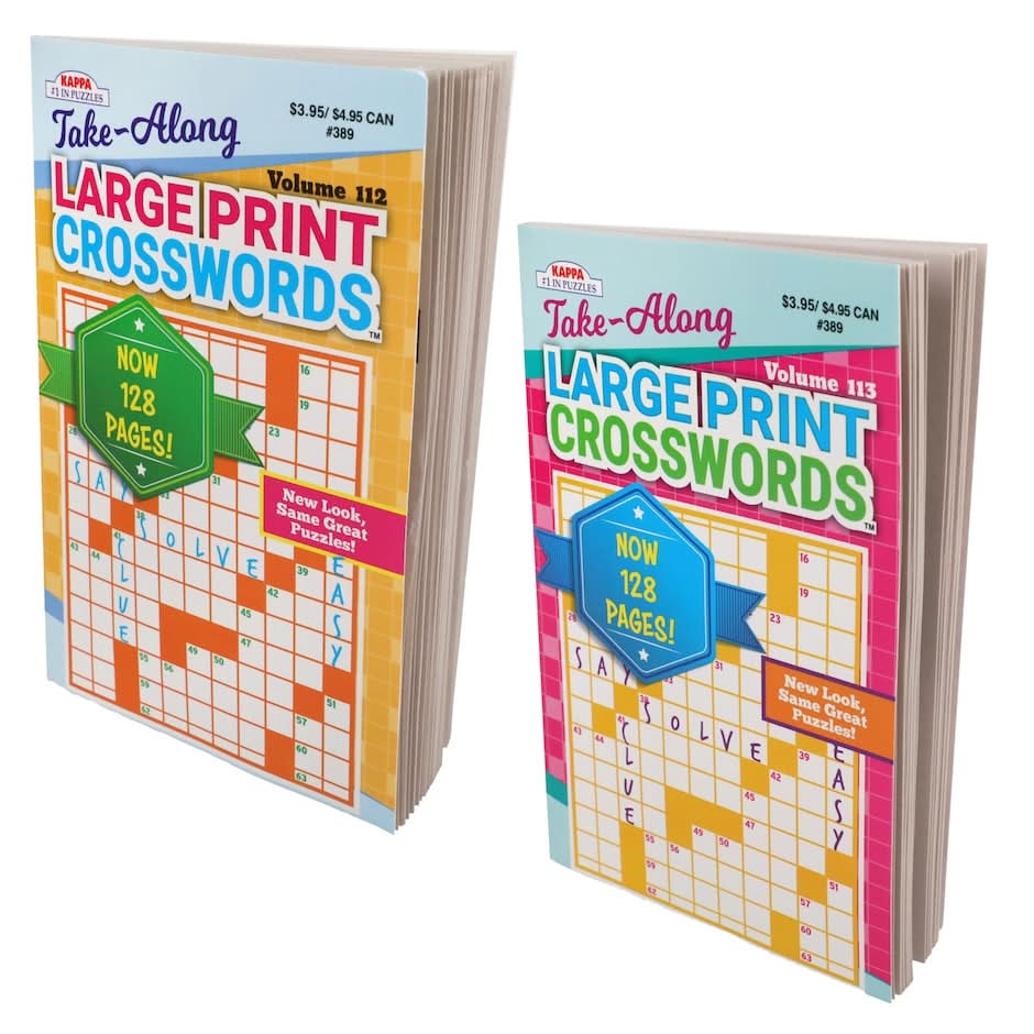 Kappa Take-Along Large Print Crossword Puzzle Books, 128-pg.