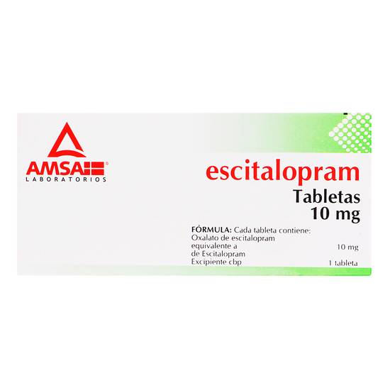 Amsa escitalopram tabletas 10 mg (caja 14 piezas)
