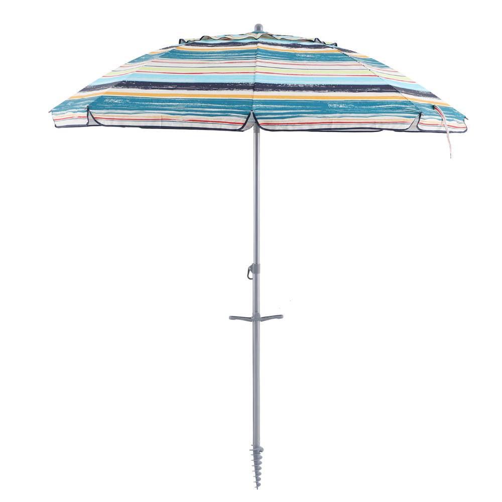 Style Selections 5.905-ft Blue / Green Stripe Beach Umbrella | UUS465TL6C4-B